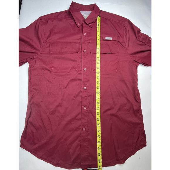 Ocean+Coast Mens Small Burgundy Vented Button Up Shirt Fishing Outdoors - Picture 12 of 13
